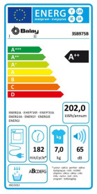 Secadora bomba de calor Balay 3SB975B 7kg Blanca Clase A++ 842x598mm