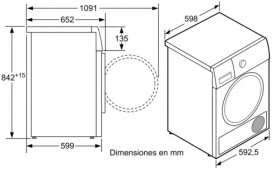 Secadora bomba de calor Balay 3SB975B 7kg Blanca Clase A++ 842x598mm
