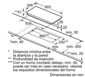 Placa de inducción Balay 3EB955LQ 90 Cm. ancho. Diseño panorámico