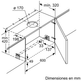 Balay 3BT890G - Campana telescópica diseño rectagular bajo mueble