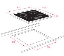 Vitrocerámica Teka Cocina TZ 6420 4 fuegos 60 cm x 51 cm Negro