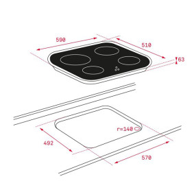 Teka 40239024 - Placa Vitrocerámica TC 6400 4 Zonas Cristal Biselado