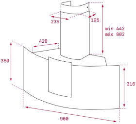 Teka 40482610 - Campana DU 985 Decorativa Pared 90 Cm Negra Clase A