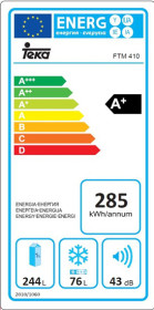 Frigorífico Blanco FTM 410 de Teka 2 Puertas 176,4 cm. A+