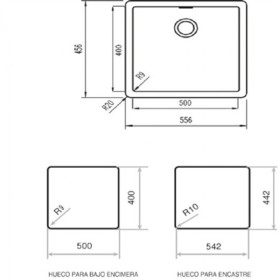 Teka 40143831 - Fregadero RADEA 500.400 Mueble 60 Cm Negro Metálico