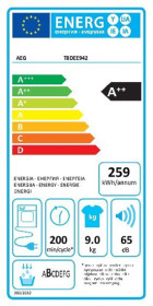 Secadora AEG T8DEE942 Bomba de Calor 9 Kilos A++ AbsoluteCare®