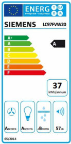 Campana Decorativa Siemens LC97FVW20 Clase A 90 Cm Cristal Blanco