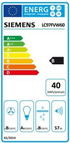Siemens LC97FVW60 - Campana decorativa Clase B 90 Cm Cristal Negro
