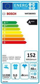 Bosch WAT2869XES - Lavadora de Clase A+++ 9 Kg. 1.400 r.p.m. 60 CM