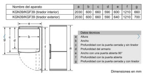 Frigorifico Acero Inox Bosch KGF39PI45, Clase A+++, 38 db, 60 x 203 cm
