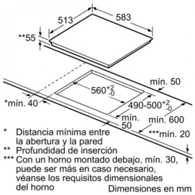 	Encimera de Inducción Bosch PUE645BB1E 60 cm 4 Zonas De Cocción Negro