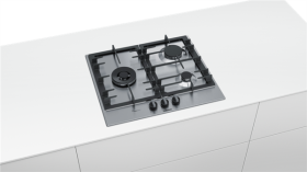 Encimera de Gas Acero Inox Bosch PCC6A5B90, 3 Zonas de Cocción, 60 cm