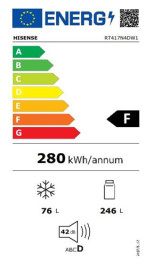 Hisense RT417N4DW1 - Frigorífico 2 puertas 169.8x59.5cm Clase F No Frost
