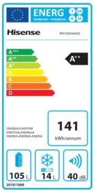 Hisense RR154D4AW2 - Frigorífico de 1 puerta de 845 x 545 x 570 mm Clase A++