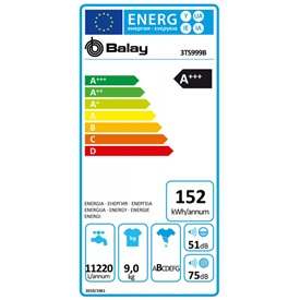 Lavadora Balay 3TS999B ExtraSilencio 9Kg Blanco VarioPerfect A+++