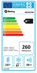 Frigorífico Combi Balay 3KR7627WE Clase A++ Blanco 186 x 60 CM