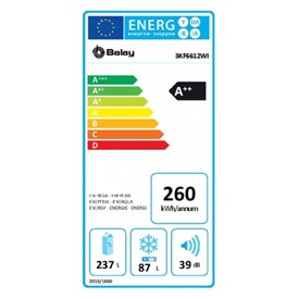 	Frigorífico Combi Balay 3KF6612WI Clase A++ Blanco 186 x 60 Cm