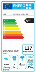 Aeg L7FEE841 - Lavadora 8Kg 1.400 Rpm Clase A+++ con Vapor y ProsenseAeg L7FEE841 - Lavadora 8Kg 1.400 Rpm Clase A+++ con Vapor y Prosense