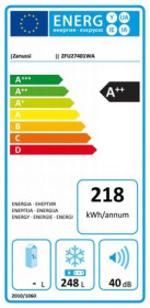 Congelador Zanussi ZFU27401WA Blanco Clase A++ 185x59,5x65,8