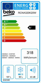 Beko RCNA320K20W - Frigorífico combinado A+ de 185.3 x 59.5 cm NeoFrost