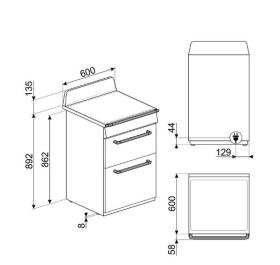 Smeg TR62IP - Cocina con Placa de Inducción y 2 Hornos Eléctricos Crema