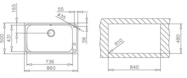 Teka 12127001 - Fregadero Bahía 1C Plus 1 Cubeta Mueble de 90 Cm Inox