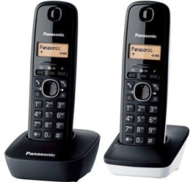 Teléfono Panasonic KX-TG1612SP1 Inalámbrico Dúo Blanco y Negro