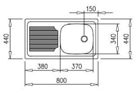 Teka 10103010 - Fregadero E/50 1C 1E Reversible Mueble de 45 Cm Inox