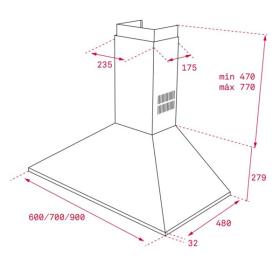 Teka DBB 90 - Campana Decorativa Piramidal 90cm Pared Negra Clase D