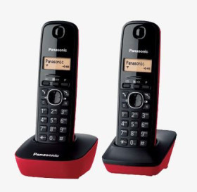Panasonic KXTG1612SPR - Dúo Teléfonos Inalámbricos Rojo y Negro DECT