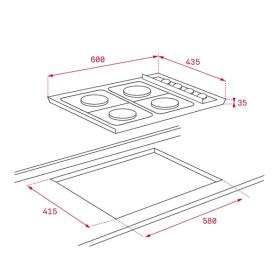 Teka 40229050 - Placa de gas Butano HLX 50 4G AL 4 Zonas Acero Inox