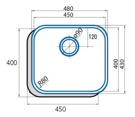 Cata 02621009 - Fregadero CB 45-40 1 cubeta Bajo Encimera Acero Inox
