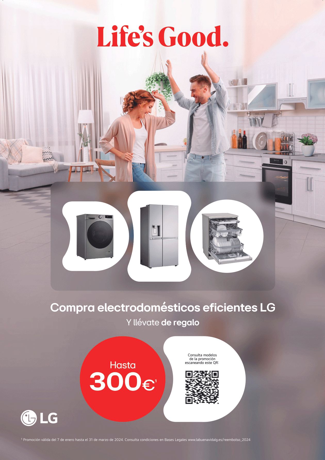 Hasta 300€ de regalo con electrodomésticos eficientes lg