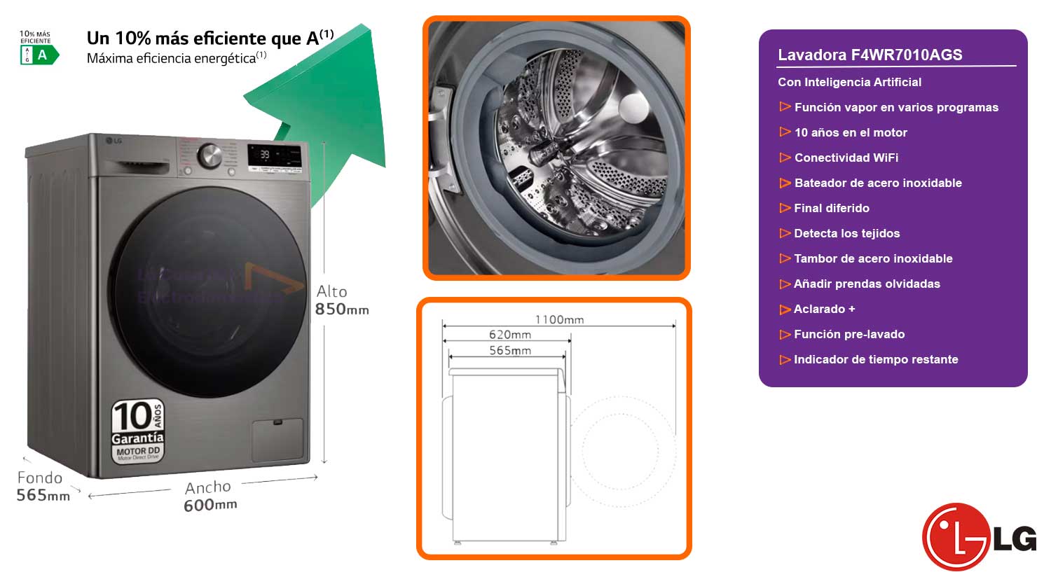 Lavadora LG F4WR7010AGS · Comprar ELECTRODOMÉSTICOS BARATOS en