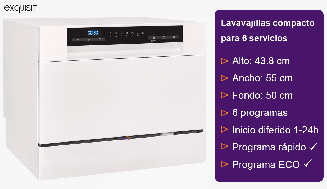 Portada exquisit lavavaj compacto blanco