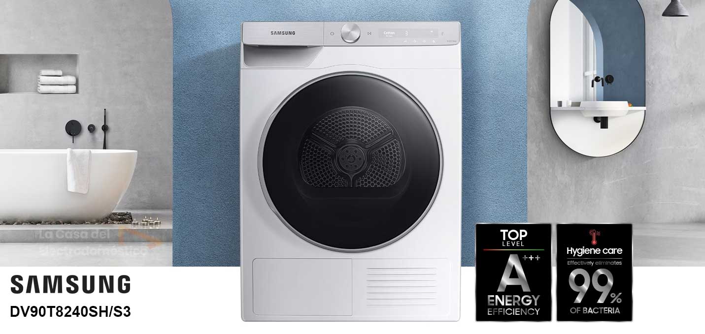 Samsung dv90t8240shs3 secadora bomba de calor 9kg inverter clase a+++