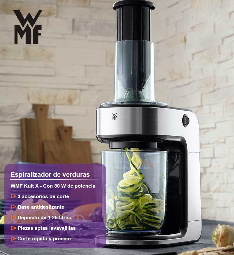 Wmf kult x espiralizador de verduras con 3 accesorios de corte 80w inox