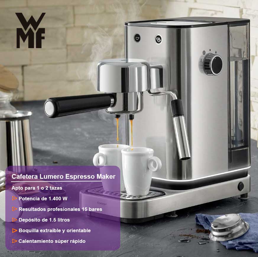 WMF Lumero - Cafetera Espresso Portafiltros 1400W color inox · Comprar  ELECTRODOMÉSTICOS BARATOS en