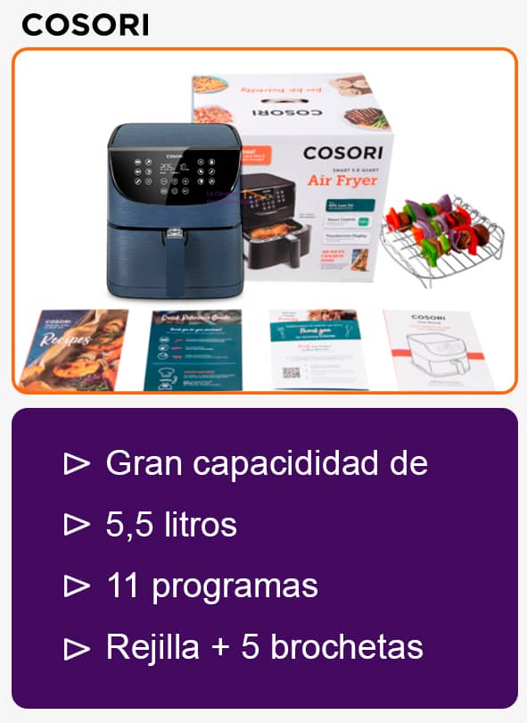 Cosori Premium Chef Edition Freidora de Aire Sin Aceite 5.5L 1700W Azul