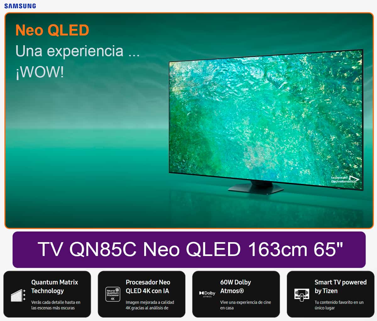 Samsung TQ65QN85CATXXC 65 Neo QLED UltraHD 4K Neo Quantum HDR