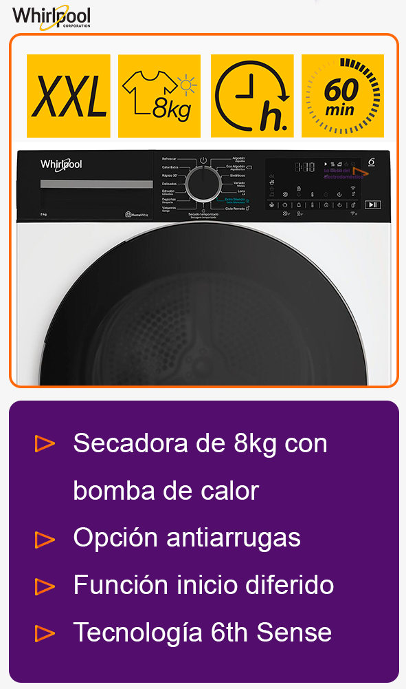 Whirlpool libre instalacion 8 0kg c wd 84m wbs spt